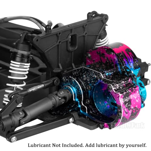 Aluminum Gearbox Transmission Case w/Spur Gear Upgrades Part for 1/10 Slash/Rustler/Stampede/Bandit 2WD (VXL) Drag Slash/Bigfoot,RC Gearbox Hops Up,Replace #9495,Colorful(Pink Blue Tone) - color: Colorful(pink Blue Tone) - (Gearbox)
