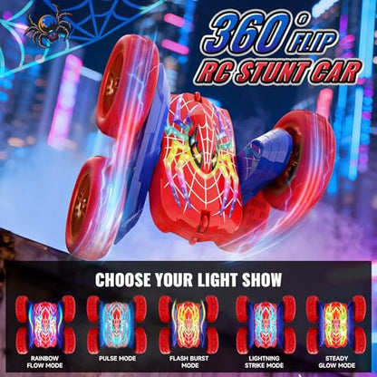 360°Flip Rc Cars Toys with Glowing Hero Eyes & Legs, 2.4GHz Drift Stunt Remote Control Car, 4WD & Double-Sided Race Car, Birthday Gifts Toys for 3 4 5 6 7 8 9 10 11+ Year Old Boys Age 3-4 4-6 6-8 8-12
