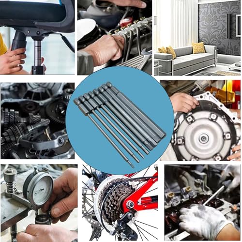 1/4" RC Hex Driver Bits 1.5mm 2mm 2.5mm 3mm 4mm 5mm 6mm 8mm Hex Head Allen Wrench Drill Bits Set for Screwdrivers Electric Screwgun/Power Drill(8PCS)