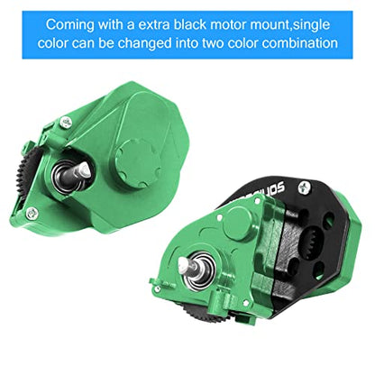 Complete Transmission Gearbox with Steel 0.3 Mod Transmission Gear and Metal Motor Mount for Axial SCX24 Deadbolt C10 JLU Gladiator Bronco 1/24 RC Crawler Car Upgrade (Green) - color: Green