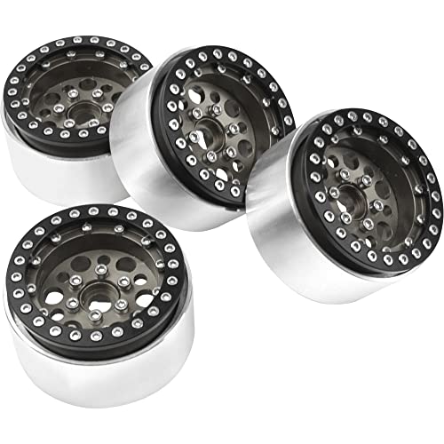 4Pack ShareGoo Aluminum Alloy 1.9" Beadlock Wheel Rims Hubs Compatible with Traxxas TRX4 Axial SCX10 RCAWD D90 D110 Tamiya CC01 1/10 RC Crawler Car (Titanium) - color: Titanium