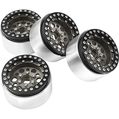 4Pack ShareGoo Aluminum Alloy 1.9" Beadlock Wheel Rims Hubs Compatible with Traxxas TRX4 Axial SCX10 RCAWD D90 D110 Tamiya CC01 1/10 RC Crawler Car (Titanium) - color: Titanium