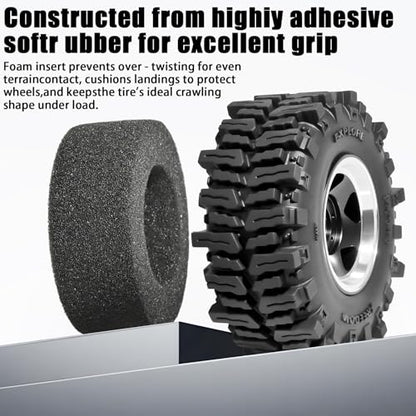 1.3" RC Beadlock Wheel Tires Set 64x26mm for SCX24 TRX4M, Black (4PCS) | Upgraded 1.45-inch Wheel for 1/24 SCX24 AX24 FCX24 1/18 TRX4M FMS RC Crawler Car Upgrade - color: Balck