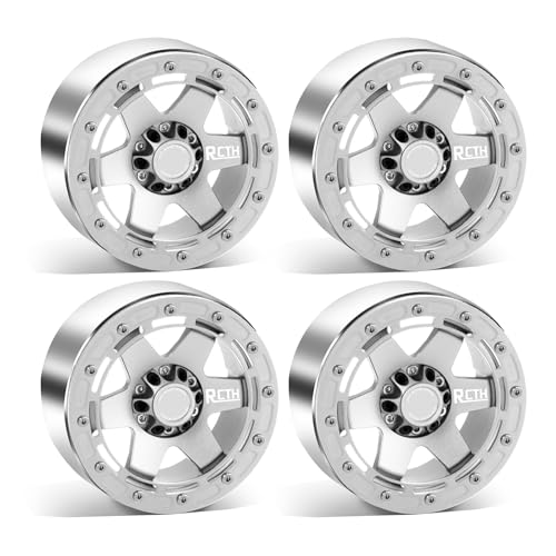 2.6” Beadlock Wheel Rims 4pcs for Scale RC Off Road Race, Use for OD 135mm Tires, Stamped Steel Wheel with 17mm/12mm Hexes Compatible with MJX H8H MK07 KM4 4082/83 1/7 1/8 1/10 Off Road Crawler Car - color: 2.6in B-rim-white