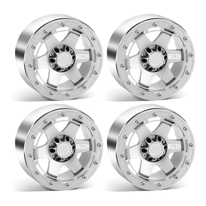 2.6” Beadlock Wheel Rims 4pcs for Scale RC Off Road Race, Use for OD 135mm Tires, Stamped Steel Wheel with 17mm/12mm Hexes Compatible with MJX H8H MK07 KM4 4082/83 1/7 1/8 1/10 Off Road Crawler Car - color: 2.6in B-rim-white