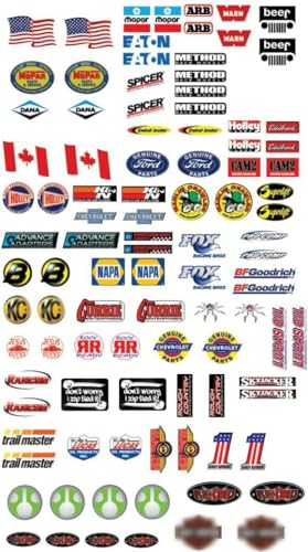 Bumper/Window Decals for RC Scale cralwer - 2 Styles - Axial SCX10 II RC4WD Redcat Gen7 Gen8 TRX4 Vanquish VS4-10 Stickers (VarietyPack - 98 piece)