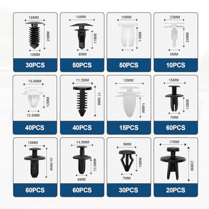 1101PCS Car Door Trim Panel Clips Kit, Car Retainer Clips Auto Push Pin Rivets Set - 32 Most Popular Sizes and 1 Pcs Fastener Remover Remover for GM Ford Mazda Chrysler Benz Subaru Toyota Honda