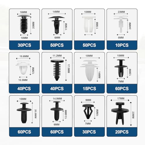 1101PCS Car Door Trim Panel Clips Kit, Car Retainer Clips Auto Push Pin Rivets Set - 32 Most Popular Sizes and 1 Pcs Fastener Remover Remover for GM Ford Mazda Chrysler Benz Subaru Toyota Honda