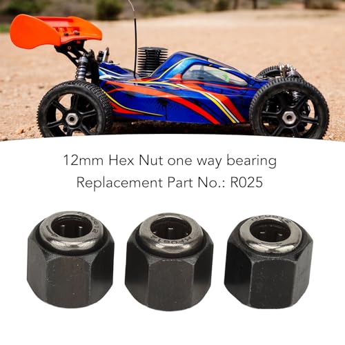 3Pcs RC Car Engine Parts, 12mm/0.47in Diameter Hex Nut One Way Bearing R025 Upgrade Part Accessory for VX 16 18 21 SH Engines, Compatible with 1/10 RC Cars