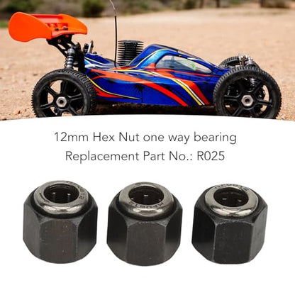 3Pcs RC Car Engine Parts, 12mm/0.47in Diameter Hex Nut One Way Bearing R025 Upgrade Part Accessory for VX 16 18 21 SH Engines, Compatible with 1/10 RC Cars