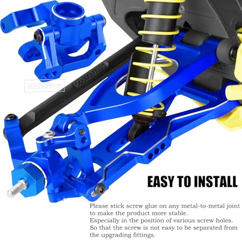 RC Upgrades Part for 1/10 Gorgon 2WD RTR Brushed Monster Truck(ARA3230T1),Aluminium Alloy Suspension Arms & Caster Block C Hub & Steering Blocks & Rear Stub Axle Carriers,Navy Blue - color: Navy Blue(1set)