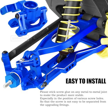RC Upgrades Part for 1/10 Gorgon 2WD RTR Brushed Monster Truck(ARA3230T1),Aluminium Alloy Suspension Arms & Caster Block C Hub & Steering Blocks & Rear Stub Axle Carriers,Navy Blue - color: Navy Blue(1set)