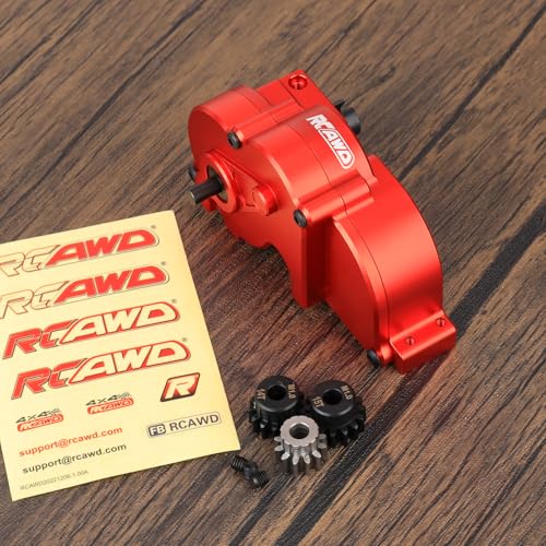 RCAWD Metal Center Gearbox & V2 Diff Assembly 1/10 LOSI Baja Rey RED | Eliminates center chassis flex. V2 diff upgrades handle massive off-road impacts, ensuring smooth continuous 4WD traction.