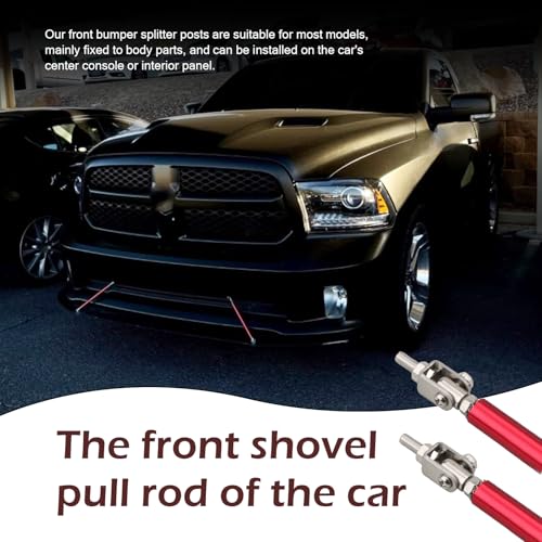 2 PCS Front Bumper Lip Strut Rod, Adjustable 7.87"-10.83" Stainless Steel Bumper Lip Splitter Diffuser Strut Rod, Automotive Reinforcement Tie Bar, Universal for Most Cars (Red) - color: Red