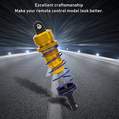 2pcs 92mm RC Oil Pressure Adjustable Front Shock Damper, 1/10 RC Car Shock Absorber, Upgraded Aluminum Alloy Buggy Suspension for ZD Racing HSP Hongnor LRP HPI (Gold) - color: Gold