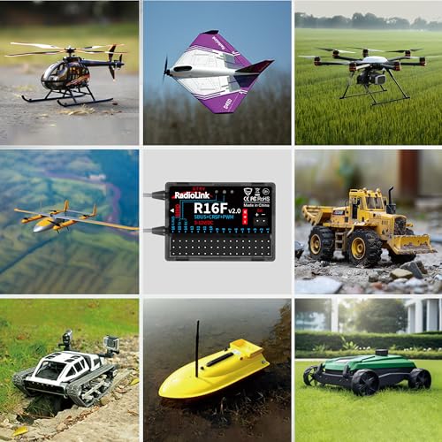 Radiolink R16F 16 Channels 2.4GHz RC Receiver for RC Car | Radiolink Remote Controller T16D, T12D, RC4GS V3, RC6GS V3, RC8X, Long Distance Control Receiver, for RC Car, Boat, Robots