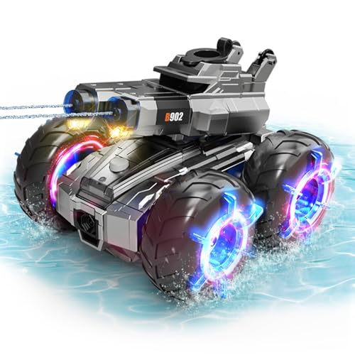 Amphibious Remote Control Car with Water Gun | Waterproof Gesture Sensing RC Stunt Cars,Monster Truck Rc Boat, Swimming Pool Toys,Birthday Gifts for Boys Girls 8+ yrs - color: Blue