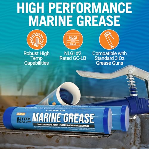 3PK Mini Marine Grease Tube, 3 Oz Cartridge, Waterproof High Temp Wheel Bearing Lubricant, NLGI 2, for Boat Trailer Bearings and Grease Guns, 3-Pack - size: 3PK Mini 3oz
