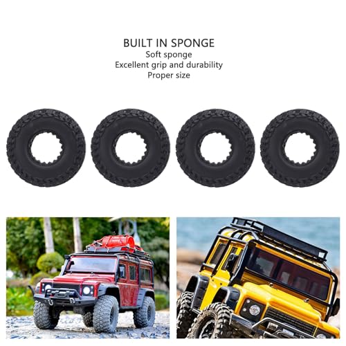 RC Crawler Car Rubber Tires Premium Quality Soft Tadpole Pattern 1.0in 55x19mm with Sponge Inner for Axial SCX24 FMS FCX24 AX24 1/24 1/18 Scale Off Road Climbing Replacement Parts
