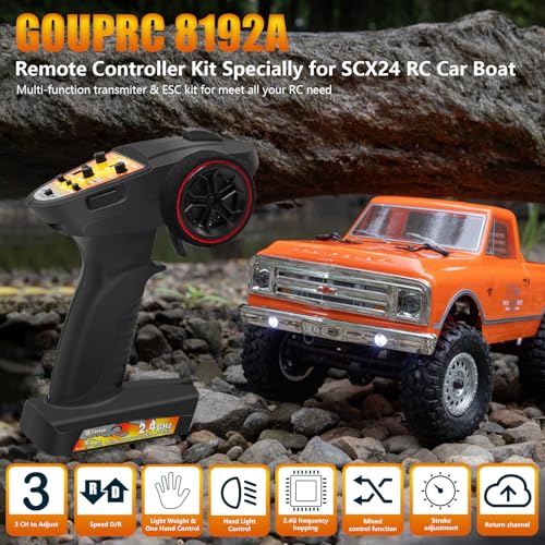 GOUPRC 2 in 1 ESC & Receiver with 3CH 2.4GHz RC Transmitter ESC Remote Controller Receiver Combo for Axial SCX24 RC Car - style: 3CH Transmitter & Receiver