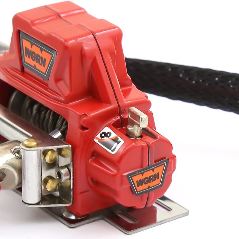 1 Set Full Metal RC Winch Compatible with 1/10 TRX4 SCX10 D90 90046, Red | Remote recovery and towing for trail driving, rock crawling and scale off-road truck builds - color: Red