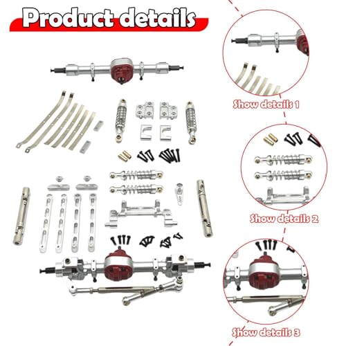 Colaxi Metal RC Car Chassis Upgrade Kit, Front and Rear Assembly for MN82 1:12 Scale RC Crawler - color: Silver
