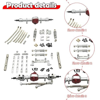 Colaxi Metal RC Car Chassis Upgrade Kit, Front and Rear Assembly for MN82 1:12 Scale RC Crawler - color: Silver