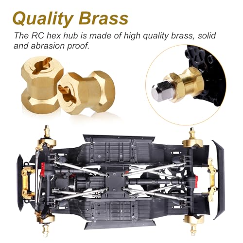 4PCS CrazyHobby Brass RC 12mm Wheel Hubs Extensions Wheel Spacers Hex Drive Adapter for 1/10 RC Crawler Axial SCX10 & SCX10 II 90046 D90 (15mm) - size: 15mm