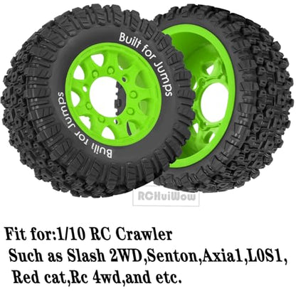 12mm/14mm/17mm Hex RC Tires for 1/10 RC Scale Truck Slash 2WD 4×4 Senton Axia1 L0S1 Red cat Rc 4wd,1/10 Short Course Truck Tires w/Foam Inserts,4PCS,Green - color: Green(4pcs)