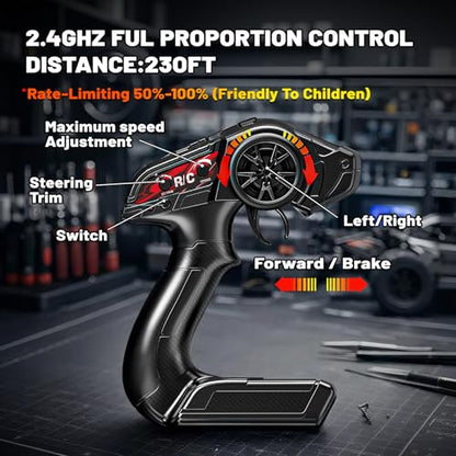 RC Cars 1:18 High-Speed RC Off-Road Truck for Adults & Boys,36KM/H RC Car with Metal Drivetrain, Dual Rechargeable Batteries, Splash-Proof Electronics, Portable Remote Control Car for Outdoor Fun Gift