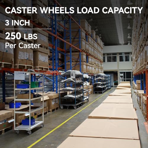 3'' Caster Wheels, Industrial Rubber Casters Set of 4 with Load 1000lbs Capacity, Non Marking Replacement Wheels for Cart Dolly Trolley (4 Wheel) - style: 3 inch Wheel
