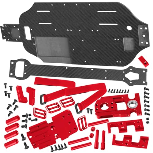 RC Upgrades Part Chassis Protect Armor Skid Plate Guard for 1/10 F0rd F15O Rapt0r R(101076-4),Carbon Fibre hassis Protect Armor Hops Up,Red - color: Red-(upgrades）