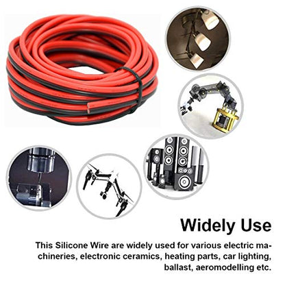 TUOFENG 14 AWG Silicone Electrical Wire, 30 Feet | 15 ft Black and 15 ft Red, 2 Conductor Parallel Wire, Soft and Flexible, Tinned Copper Wire, Insulated Stranded Wire - size: 14 AWG 2 parallel wire 15ft