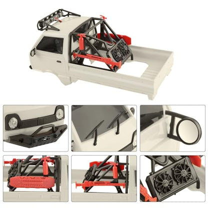 KT24 1/24 Kei Truck Hard Body Shell Kit for 133mm Wheelbase SCX24,WW | Plug-and-Play Lighting, For SCX24 C10/Bronco/Wrangler/Base Camp/4Runner - color: Warm White