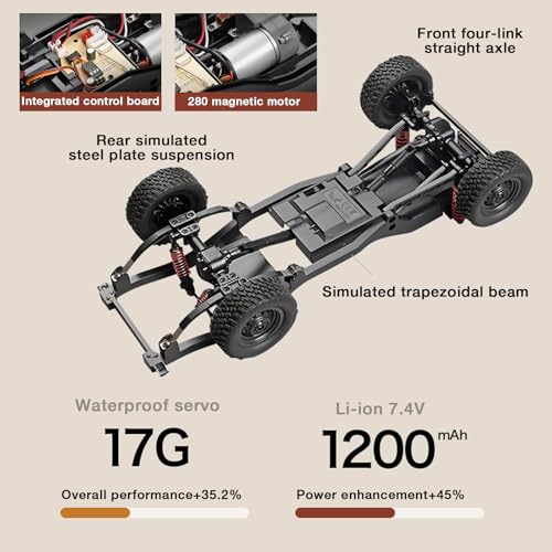 1/12 Scale RC Crawler, MN-82S LC79 RTR RC Truck 4x4 Off Road Vehicles 2.4GHz RC Rock Crawler Car with LED Lights, 7.4V 1200mAh Battery for Adults Hobby Toys (Black) - color: Black