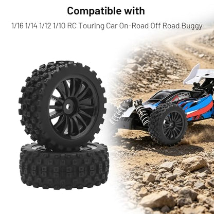 RC On Road Wheels and Tires, daitoku 12mm Hex RC Rally Racing Car Tires for 1/16 1/14 1/12 1/10 RC Touring Car On-Road Off Road Buggy - Style A - style: Style A