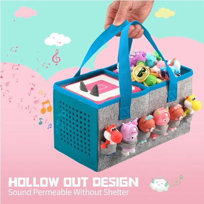 PISOSN Carrying Case for Toniebox Starter Set and Tonies Figurines, Travel Felt Cloth Musical Toy Folding Bag for Toniebox 2 & Accessories (Blue) - color: Blue