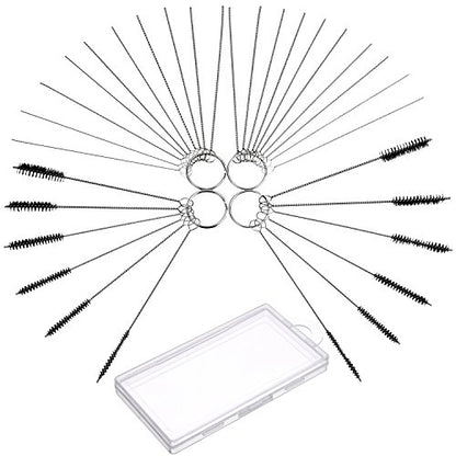 Frienda 32 Piece Carburetor Cleaning Kit Carburetor Cleaner Tool Brushes Including 12 Nylon Tube Brush and 20 Cleaning Needles for Welder Carb Chainsaw Spray Guns Torch Tips Firing Hole Stove Burner