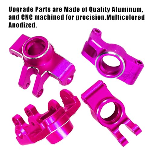 RC Aluminum Front Steering Block Knuckles & C-Hubs Caster Blocks & Rear Hubs Upgrades Parts for 1/18 Granite Grom Mega 380 Brushed 4x4 Monster Truck RTR.Pink(4PCS)