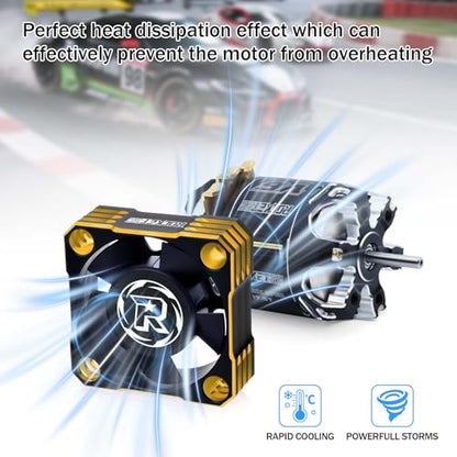 2Pack 30mm RC Motor Cooling Fan,28000RPM ESC Cooling Fan for 1/8 1/10 1/12 Scales RC Car 540 550 Brushlees Motor (Gold) - color: Black Gold-2Pack