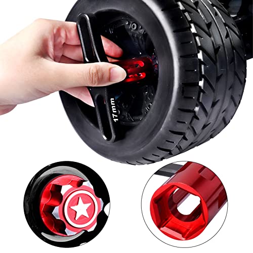 17mm Wheel Nuts 17mm Wheel Wrench Tool for Traxxas Maxx WideMaxx E Revo 2.0 Summit T Maxx RC Monster Truck Wheels Tires Red - color: W/Red Nut