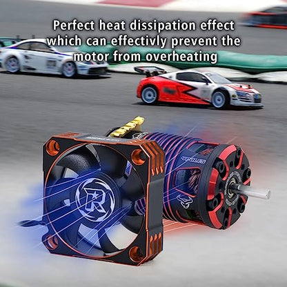 50mm RC Motor Cooling Fan 10000RPM RC Motor Heatsink 8.5V ESC Cooling Fan Heat Dissipation for 1/5th Scale RC Car (Black Orange) - style: Orange
