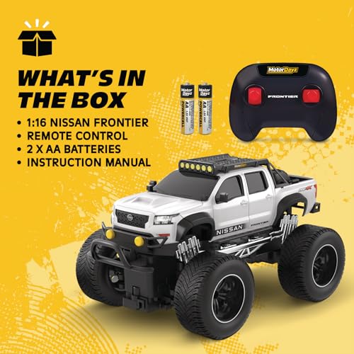 Nissan Frontier RC Truck – 1:16 Scale 4WD Remote Control Car, Officially Licensed Nissan Frontier, 2.4GHz Full-Function Control, USB Rechargeable, Ready to Run, White