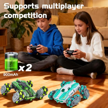 8WD Remote Control Car Toys for Kids, Gesture Sensing RC Stunt Truck | Birthday Gifts, Great for Boys Age 6-12, Cool Toys with Lights Music Spray, Transformable & Durable - color: Sky Blue
