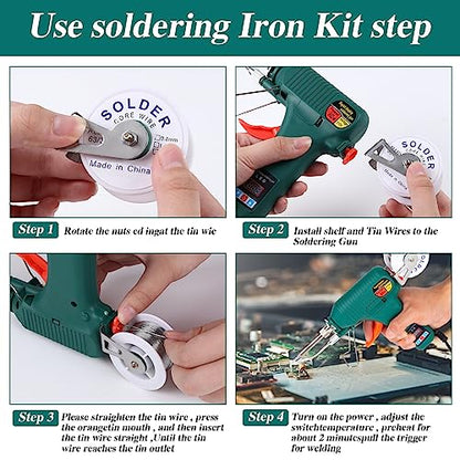 Soldering Gun Kit - Soldering Iron Kit with Adjustable Temp 180-520°C,ON/OFF Button,80W LED Digital Internal Heat Soldering Gun,Auto Send Tin Soldering Kit for Electronics Welding Repair DIY