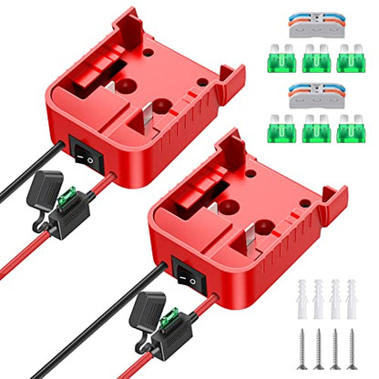 2 Packs Power Wheel Adapter for Milwaukee M18 Battery Adapter 18V Power Wheel Battery Conversion Kit with Switch, Fuse & Wire Terminals, 12AWG Wire, Power Connector for DIY Rc Car Toys and Robotics - size: 2 Pack