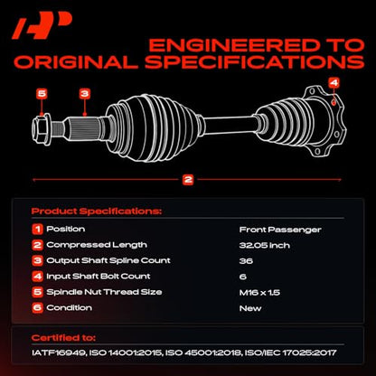 A-Premium Front Right Passenger Side CV Axle Shaft Assembly | Compatible with Volkswagen Jetta 2005-2014 Rabbit 2006-2009 Bora 2010 Beetle Golf, Manual Transmission, Replace# 1K0407271AT - style: Front Passenger Side