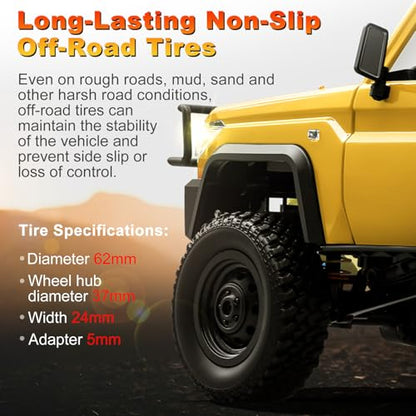 RC Truck with Crane, 1:12 Scale RC Crawler, MN-82T Remote Control Car, 2.4GHz 4WD All Terrain Off Road Pickup Truck Wrecker Vehicle with Lights for Adults (Yellow) - color: Yellow