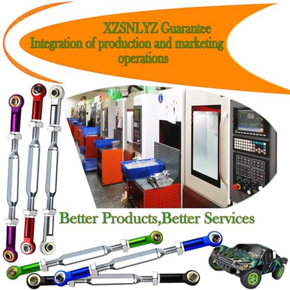 Adjustable 74-112 mm Stainless Steel Turnbuckles/Camber Links with Spacers Suitable for 1/10 Traxxas Slash 4X4/2WD, Rustler4X4/2WD, Stampede 4X4/2WD,Hoss 4X4,Upgrade RC Car Hops Up Parts,Navy Blue - color: Stainless Steel & Navy Blue