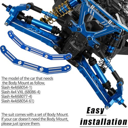 Upgrades Part for 1/10 Slash/Rustler/Stampede/Hoss 4x4 VXL,RC Shock Absorbers&Suspension Arms&Drive Shaft Axles&Steering Knuckle Kit&Shock Tower&Adjustable Links&Steering Block,Navy Blue - color: Navy Blue(parts)